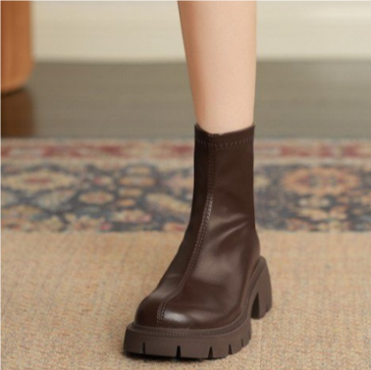 Thick-soled Dr. Martens boots for women exude a high-end vibe. Korean nude boots are versatile. Thick-soled slim boots for women. Short boots for women (Copy) - Image 2