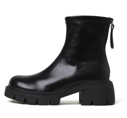 Thick-soled Dr. Martens boots for women exude a high-end vibe. Korean nude boots are versatile. Thick-soled slim boots for women. Short boots for women - Image 3