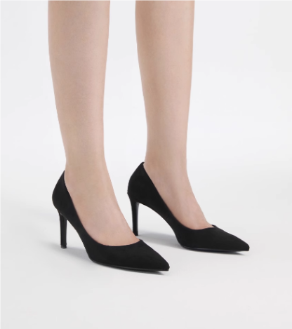 Classic pointed-toe women's business high heels with bright leather surface - Image 2
