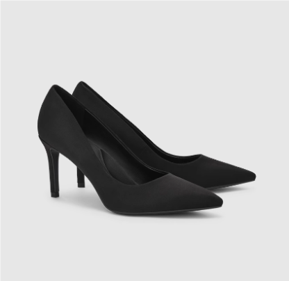 Classic pointed-toe women's business high heels with bright leather surface